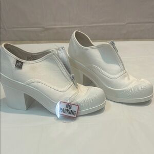 White Platform Chunky Heel Shoes